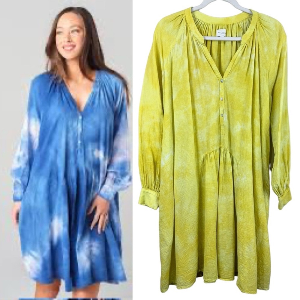 Honorine Tie Dye Paola Gauze Cotton Dress Citron Cloud Size Small